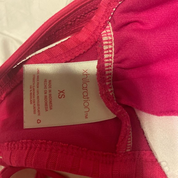 Ribbed cut out hot pink scoop bikini top - Picture 3 of 3